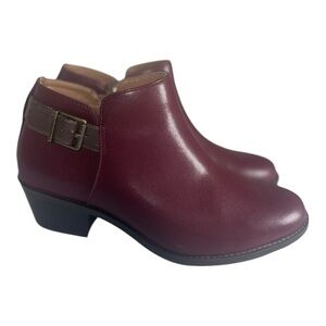 Vionic Women’s Millie Red Leather Comfort Ankle Boots Size-6.5
